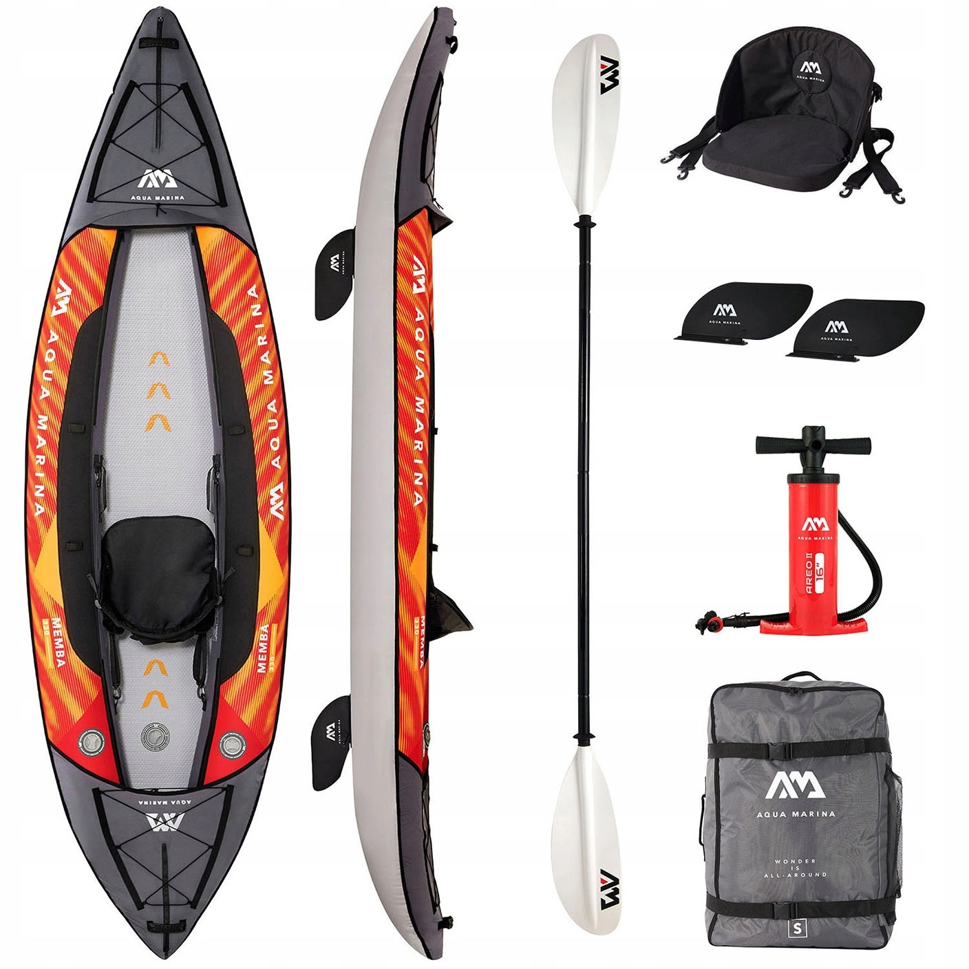 Kajak pompowany dmuchany pneumatyczny Aqua Marina 1os Memba 330 cm Wiosło