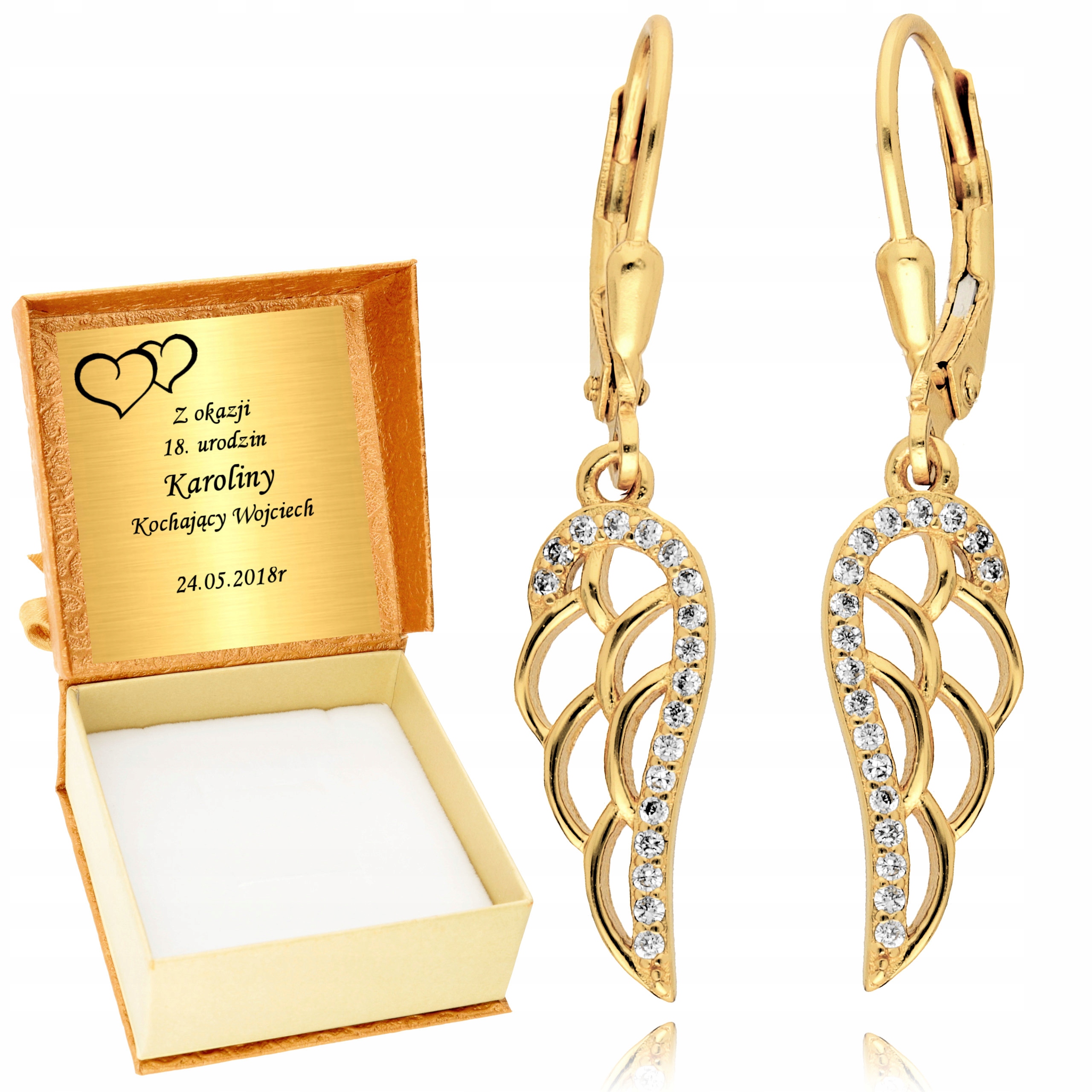 

Złote Kolczyki 925 Wiszące Skrzydła Anioła