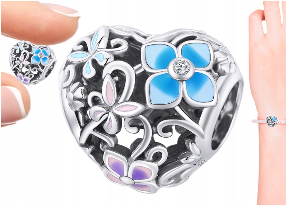 

Zawieszka Charms Serce Charms Kwiatki Moda Trusky