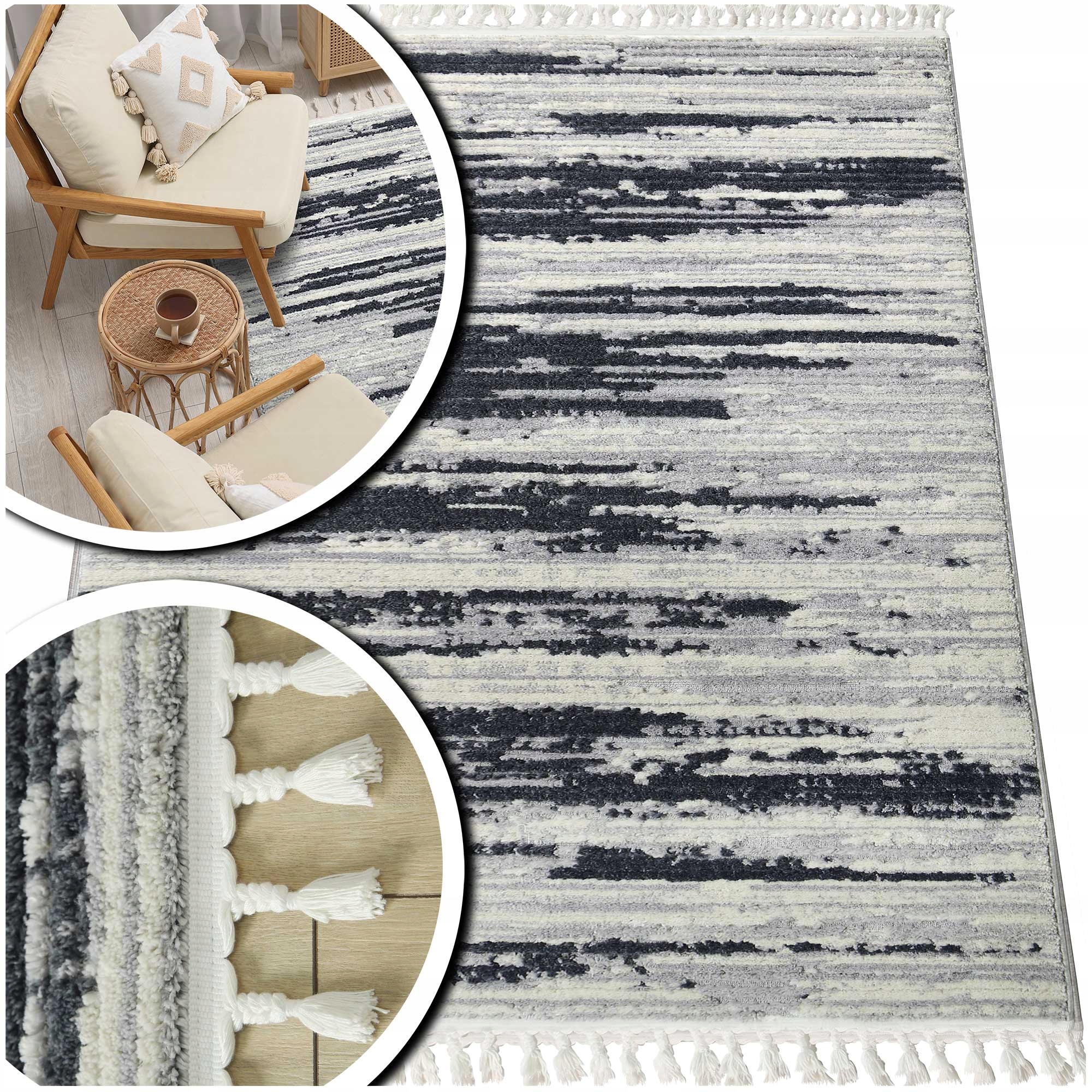 Koberec Shaggy Arezzo Šedý Koberec Do Ložnice Koberec Boho Do Obývacího Pokoje 200x300