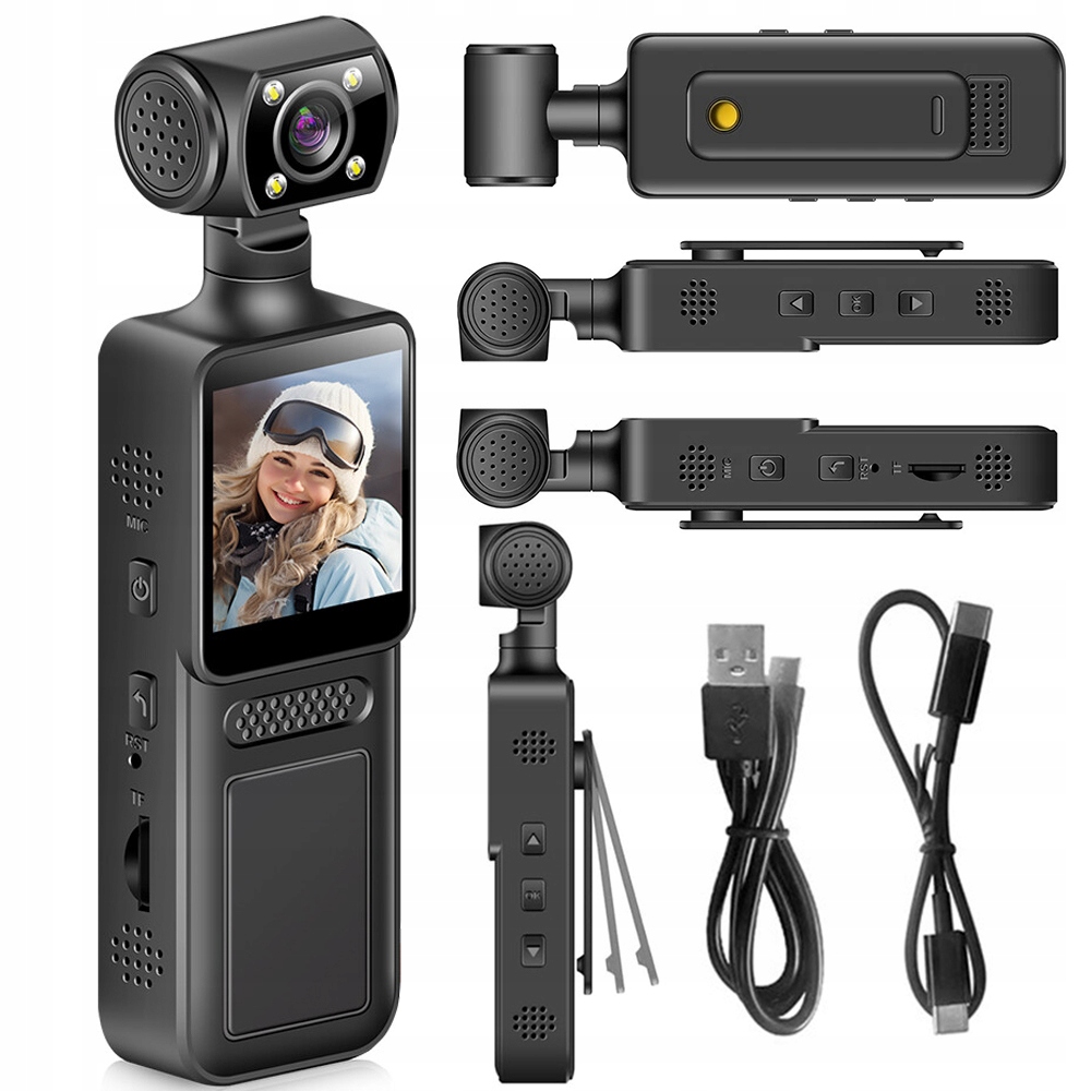 Mini Sportovní Akční Kamera Wifi 4K Klip Na Oblečení Oboustranné Nahrávání