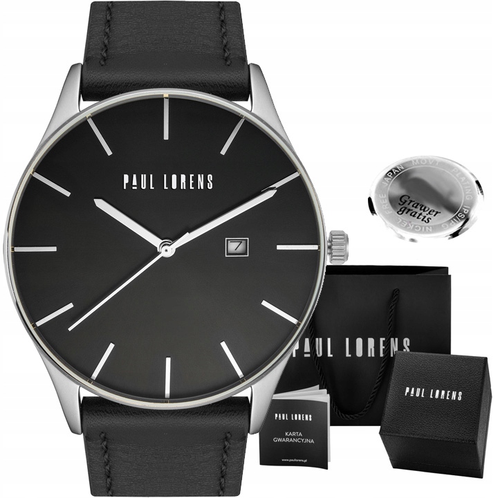Pánské hodinky Paul Lorens Longio klasické datumovka Box Gravírování