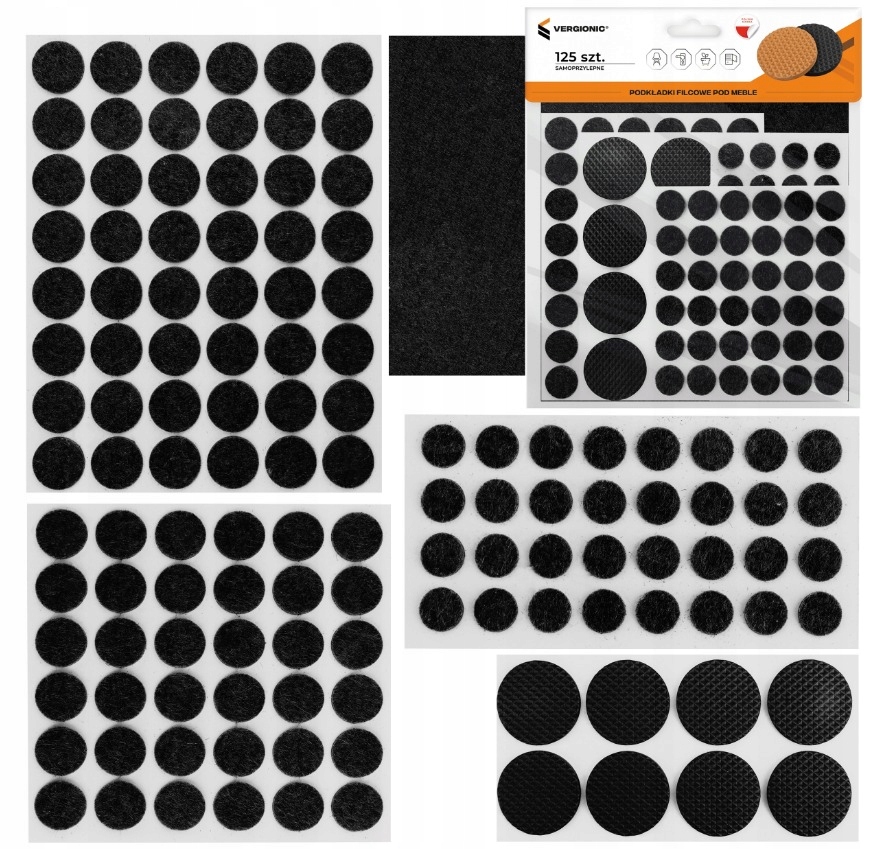 PODKŁADKI POD MEBLE KRZESŁA FILCOWE 125 SZT ZESTAW