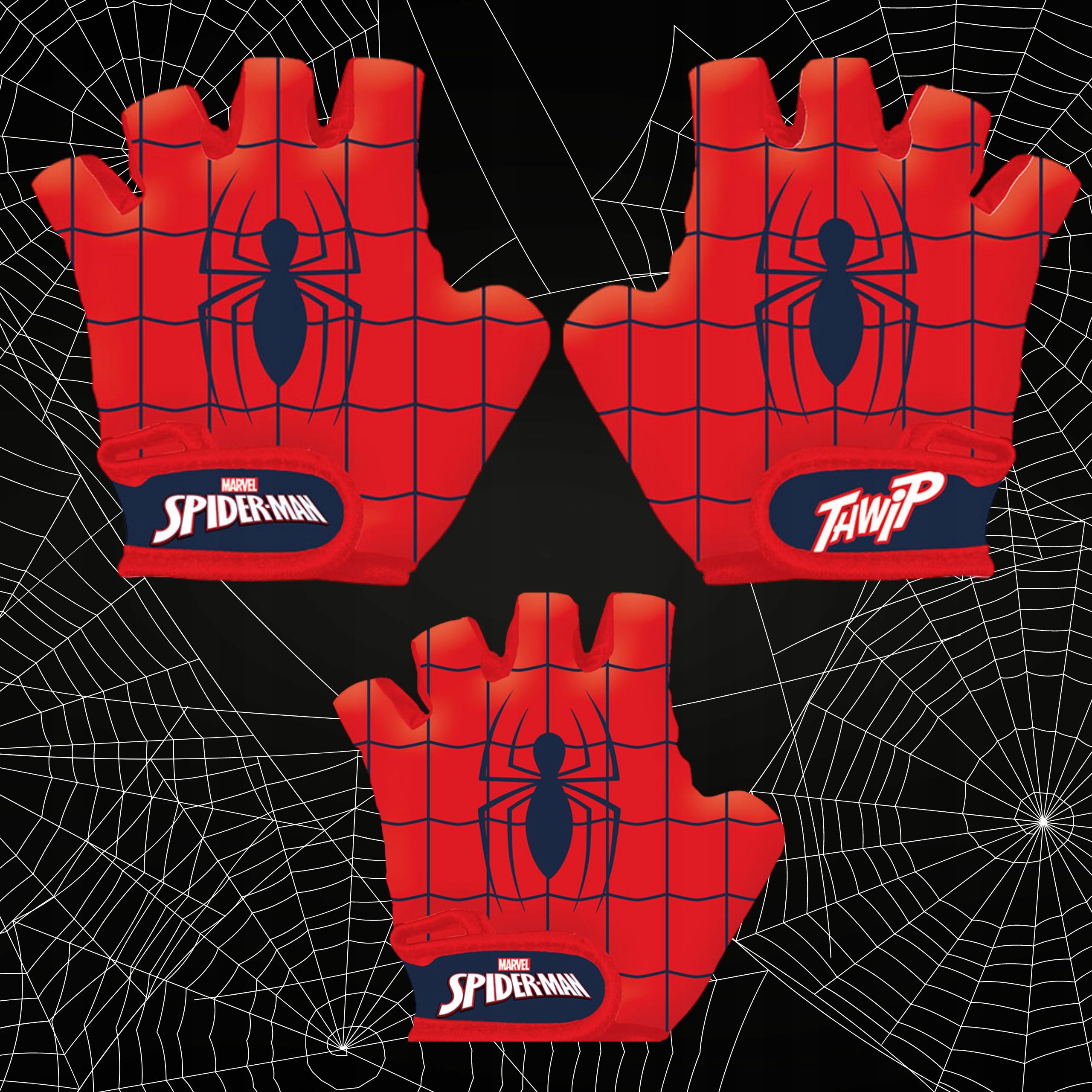 RĘKAWICZKI ROWEROWE OCHRANIACZE NA ROWER HULAJNOGĘ SPIDERMAN 2-7 LAT Rozmiar S