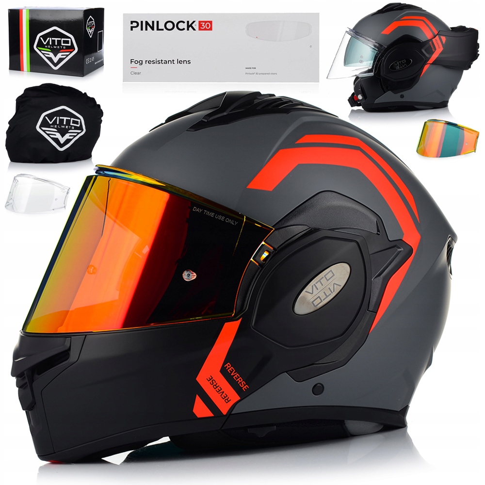 Motocyklová Přilba Čelistní| Vito Reverse Pinlock Blenda Dvojité Sklo