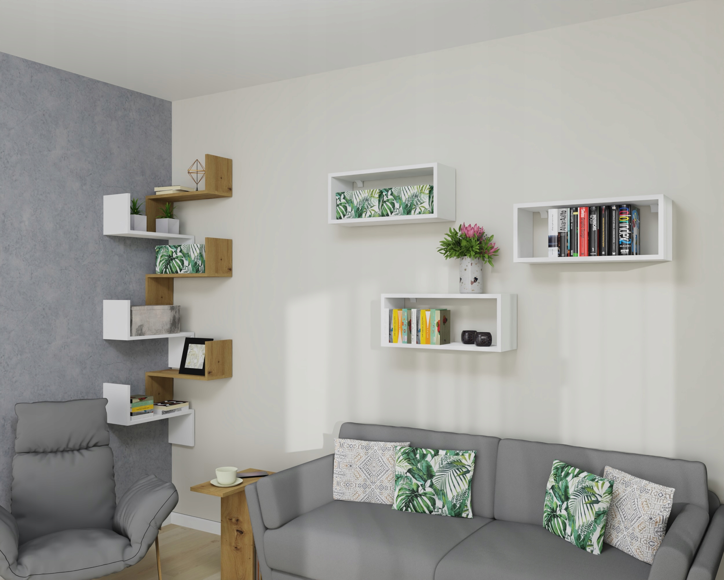 Półka wisząca ścienna regał na książki skrzynia biała mat Głębokość mebla 20 cm