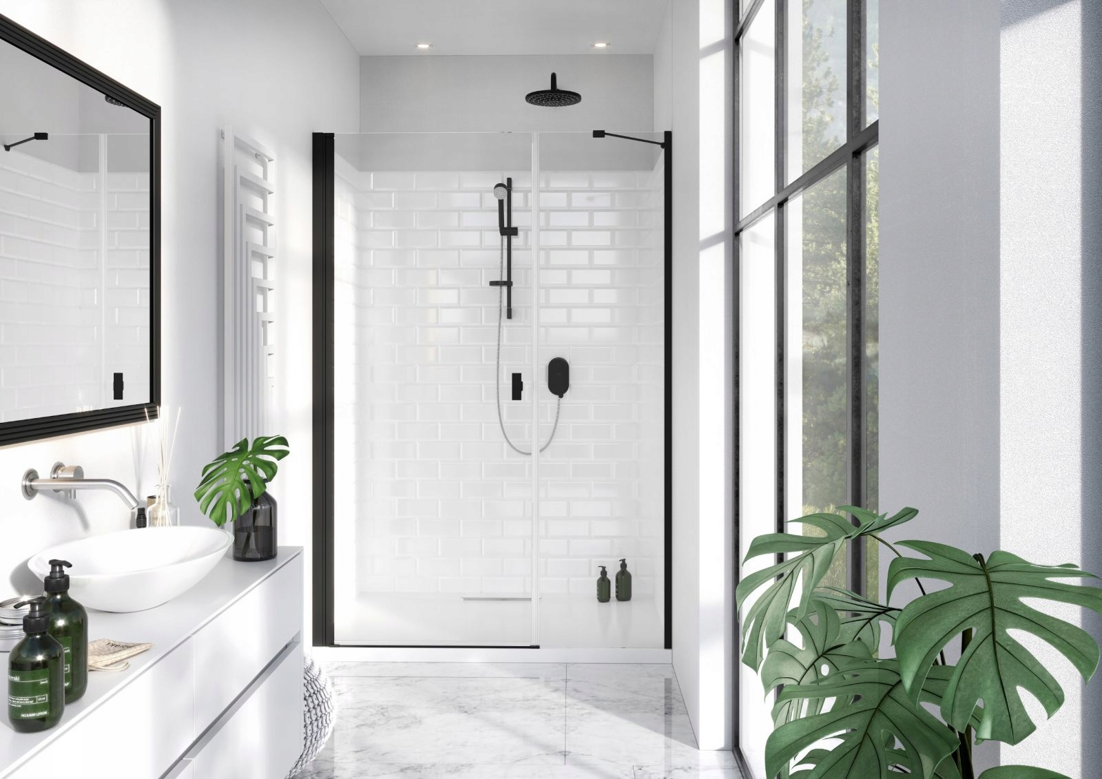 Drzwi prysznic RADAWAY Nes Black DWS 140 L grafit Szerokość produktu 140 cm