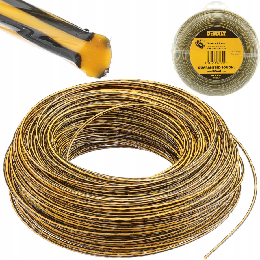 Żyłka tnąca 2mm / 68m do podkaszarki Dewalt DCM561 (DT20651) • Cena