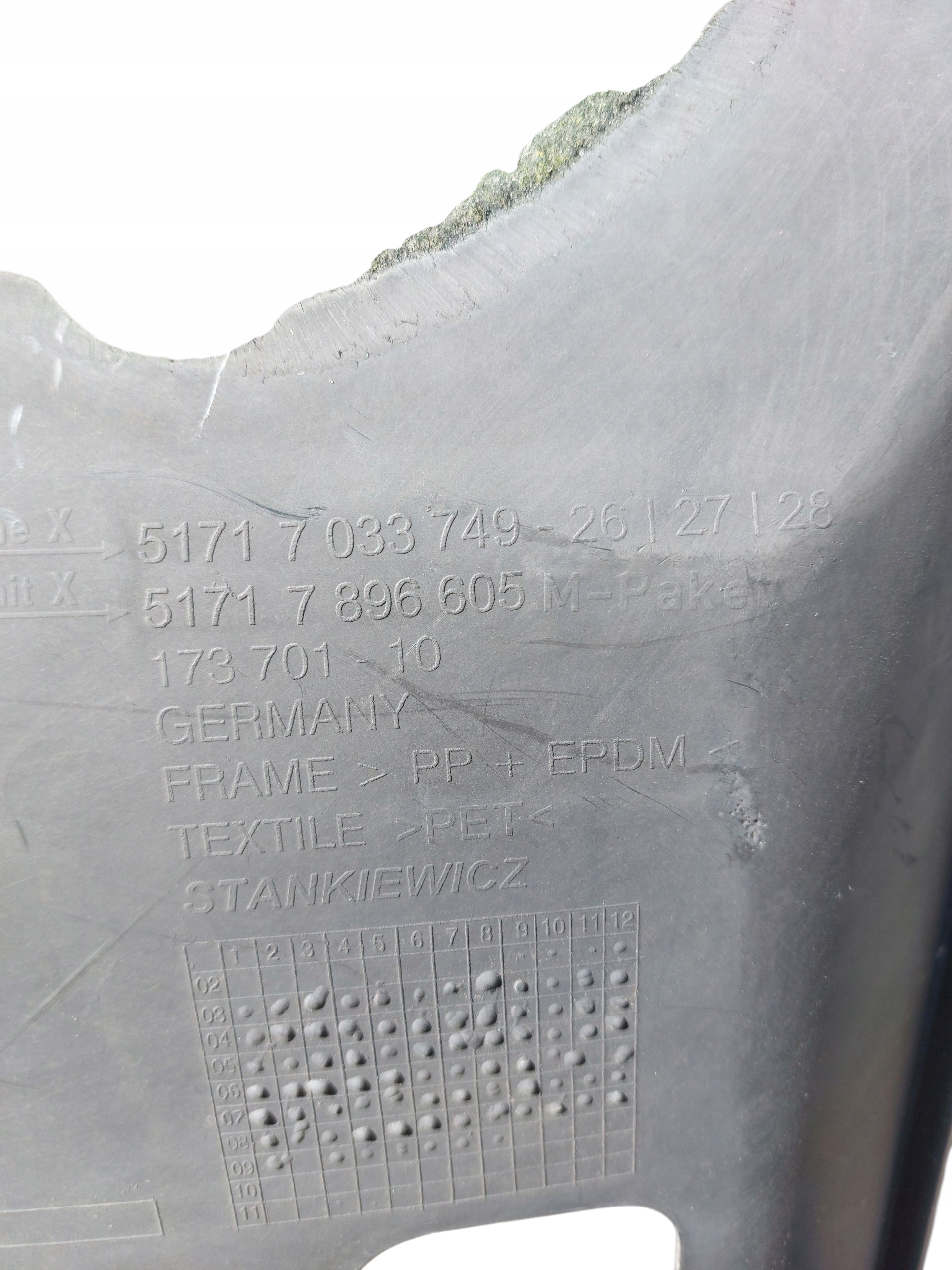 mudguard front left BMW 5 E60 51717033749 1730110