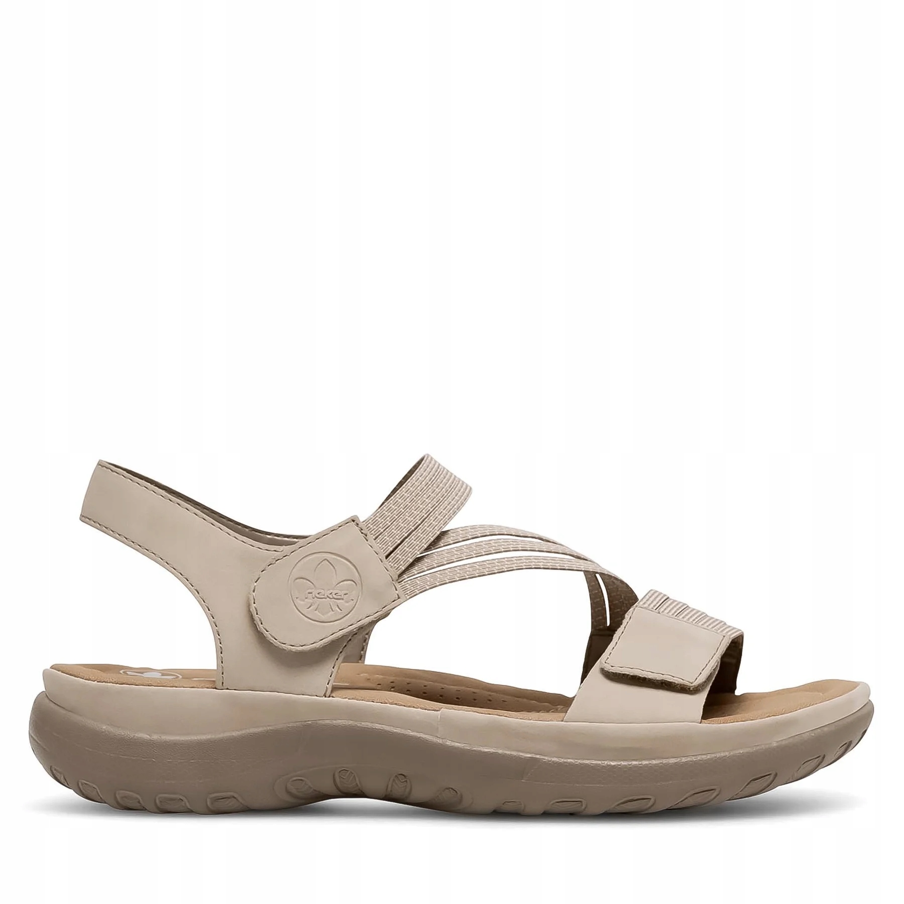 RIEKER ORYGINALNE BEŻOWE SANDAŁY DAMSKIE REGULOWANE GUMKĄ 39