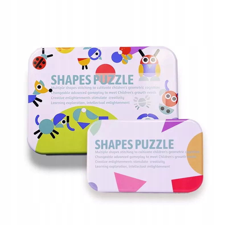 

Drewniane puzzle geometryczne Montessori 60 kart