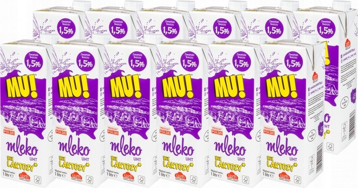 Levně Mléko Mu! 1.5% bez laktózy 1L x 12