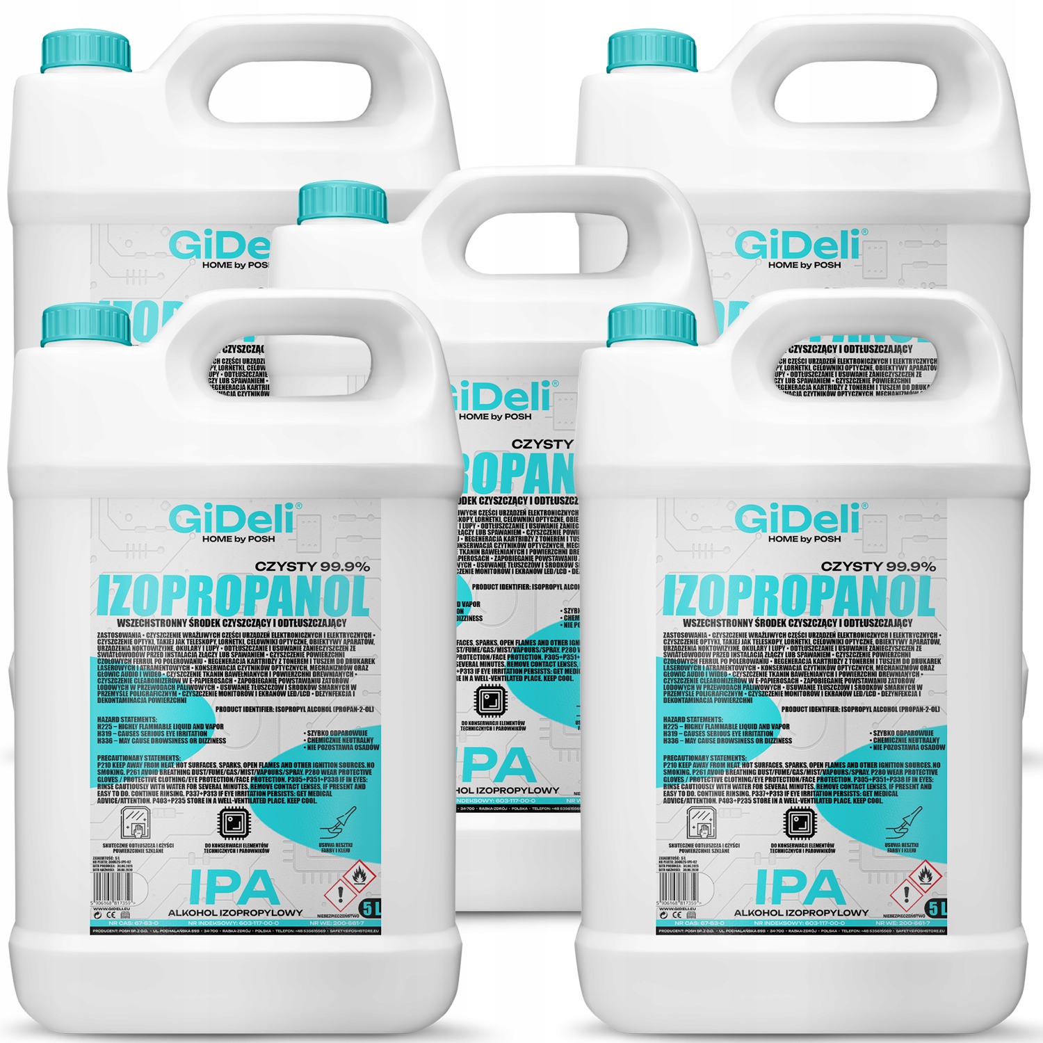Izopropylalkohol 5x 5L GiDeli Ipa Izopropanol 99,9%