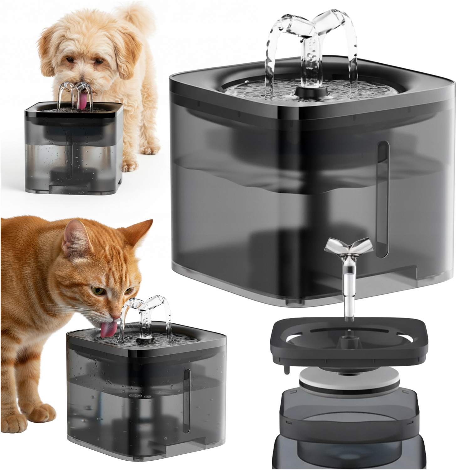 Automatické Krmítko Pro Kočky Psa Tiché Pedálo Fontána Miska+filtr
