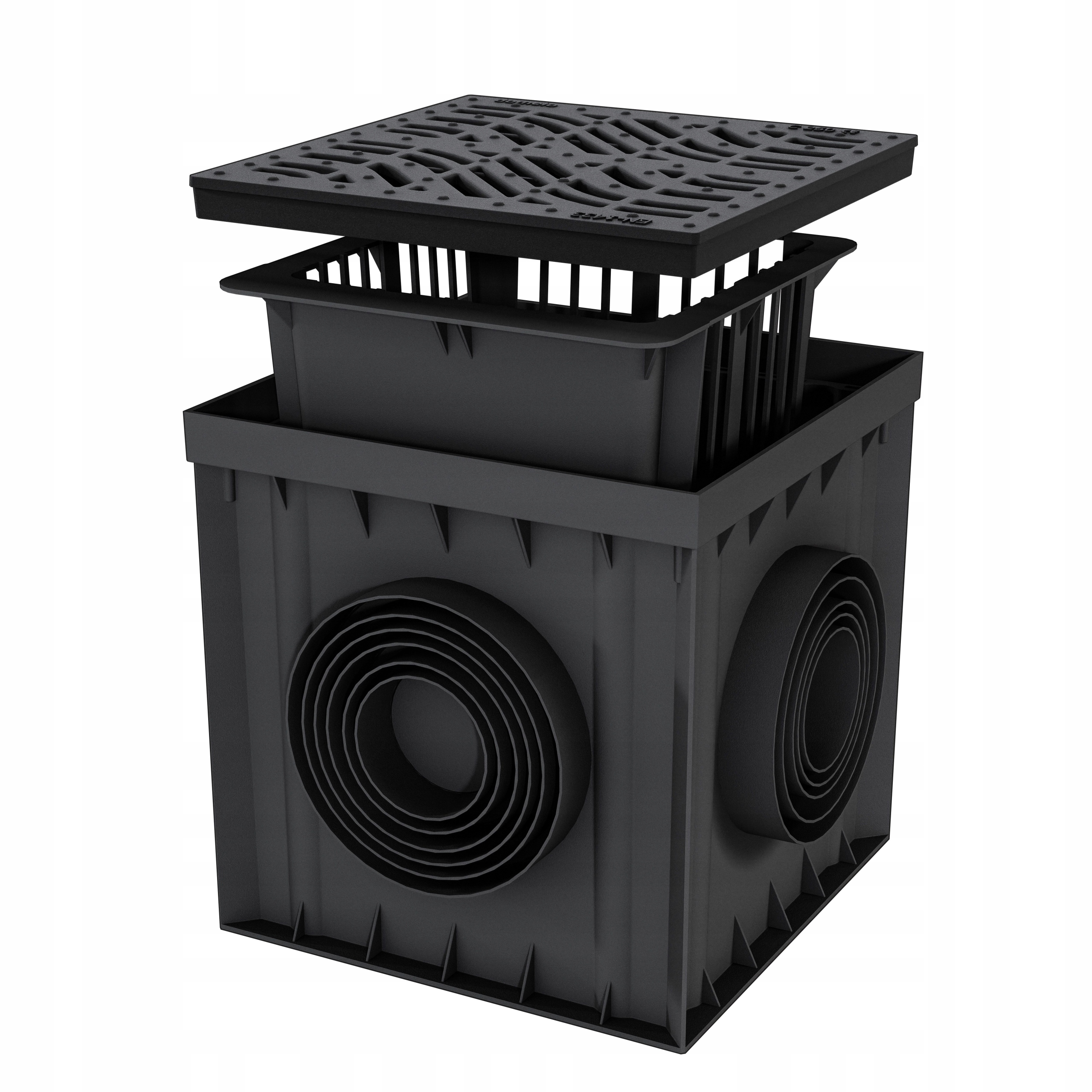 Revizní šachta 30x30 C250 Litinová mřížka Wave do 25 tun s košem