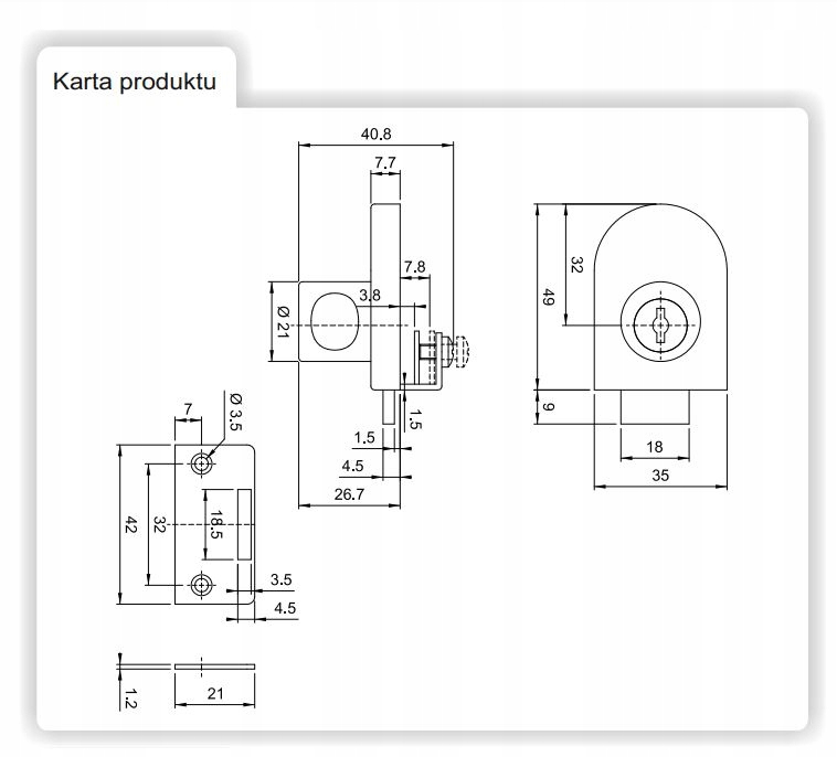 ZAMEK MEBLOWY DO MEBLI DO DRZWI SZKL.POJEDYŃCZ./CHROM 408 AMIX Długość 1 mm