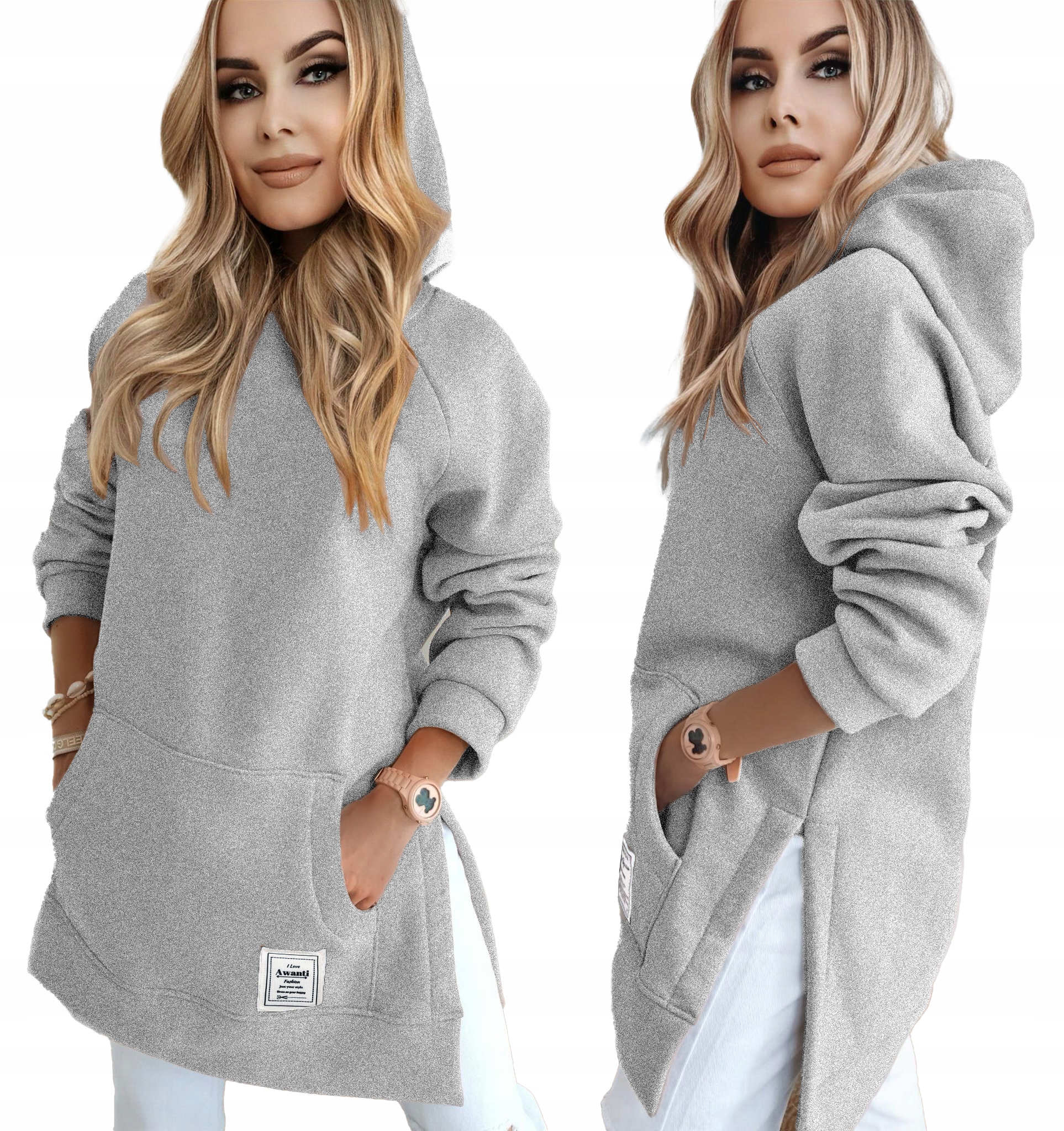 Silná, teplá dlouhá bavlněná Tepláková Mikina oversize mikina s kapucí Kora