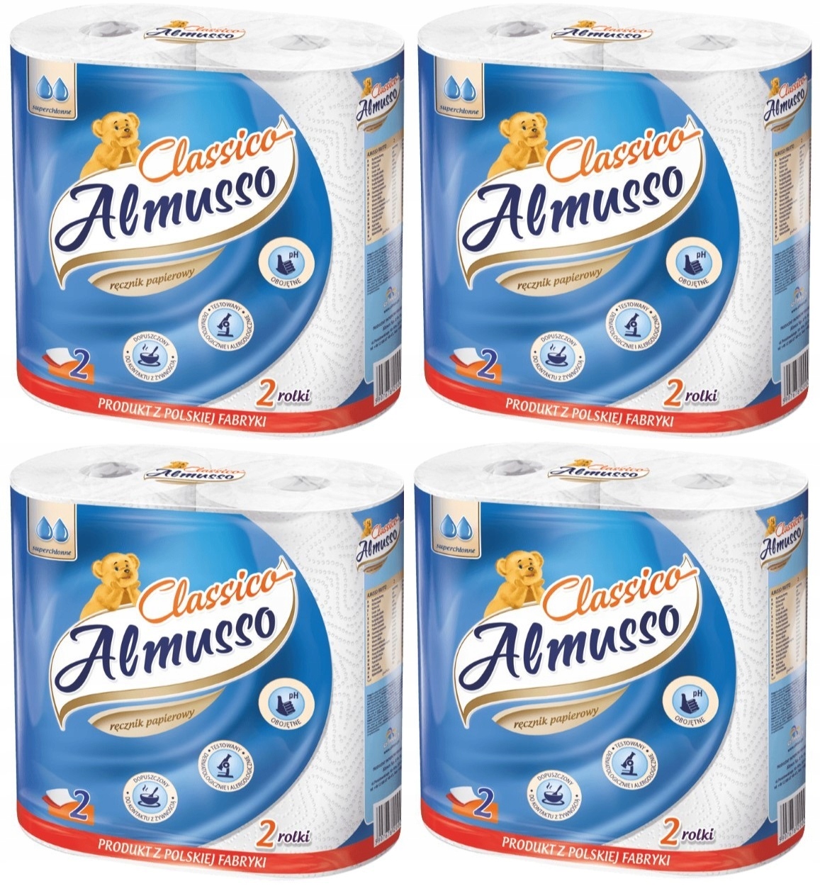 Zestaw 4x Almusso Classico Ręczniki Papierowe 2 Rolki