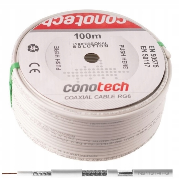 

Kabel Przewód Koncentryczny 1,13 Cu TriShield 100m