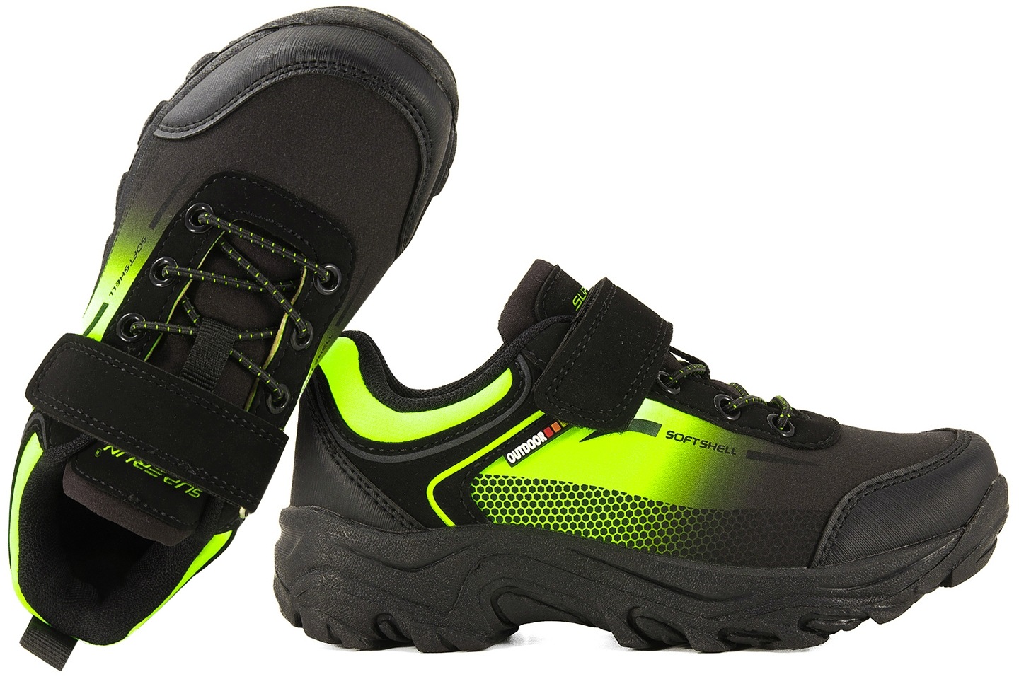 Superun 7023 Softshell Buty Sportowe Trekkingowe czarny/limonka 25