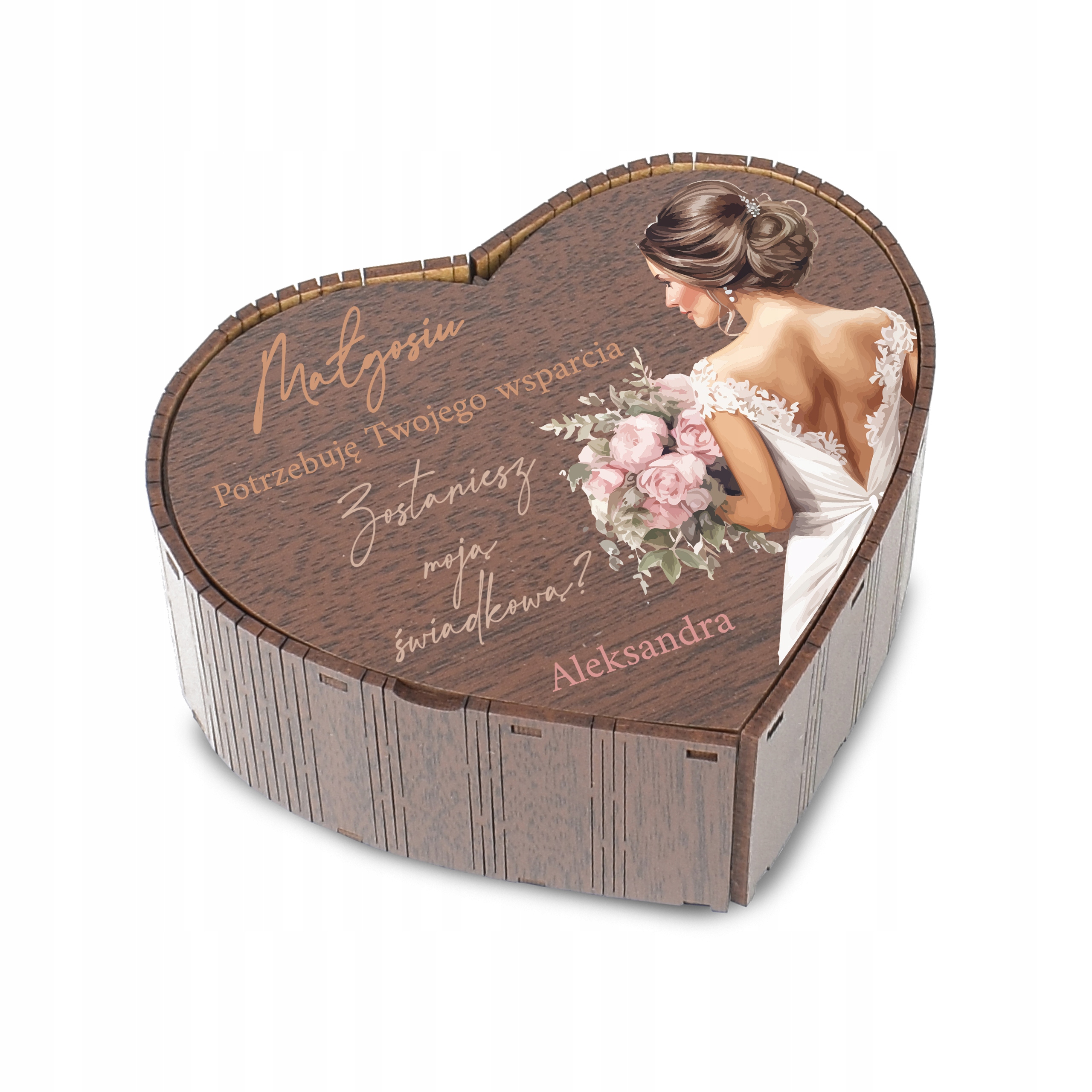 ZAPROSZENIE NA ŚLUB DLA ŚWIADKOWEJ PROŚBA O ŚWIADKOWANIE PUDEŁKO SERCE Kod producenta 00028_HDFW_K08_03_P
