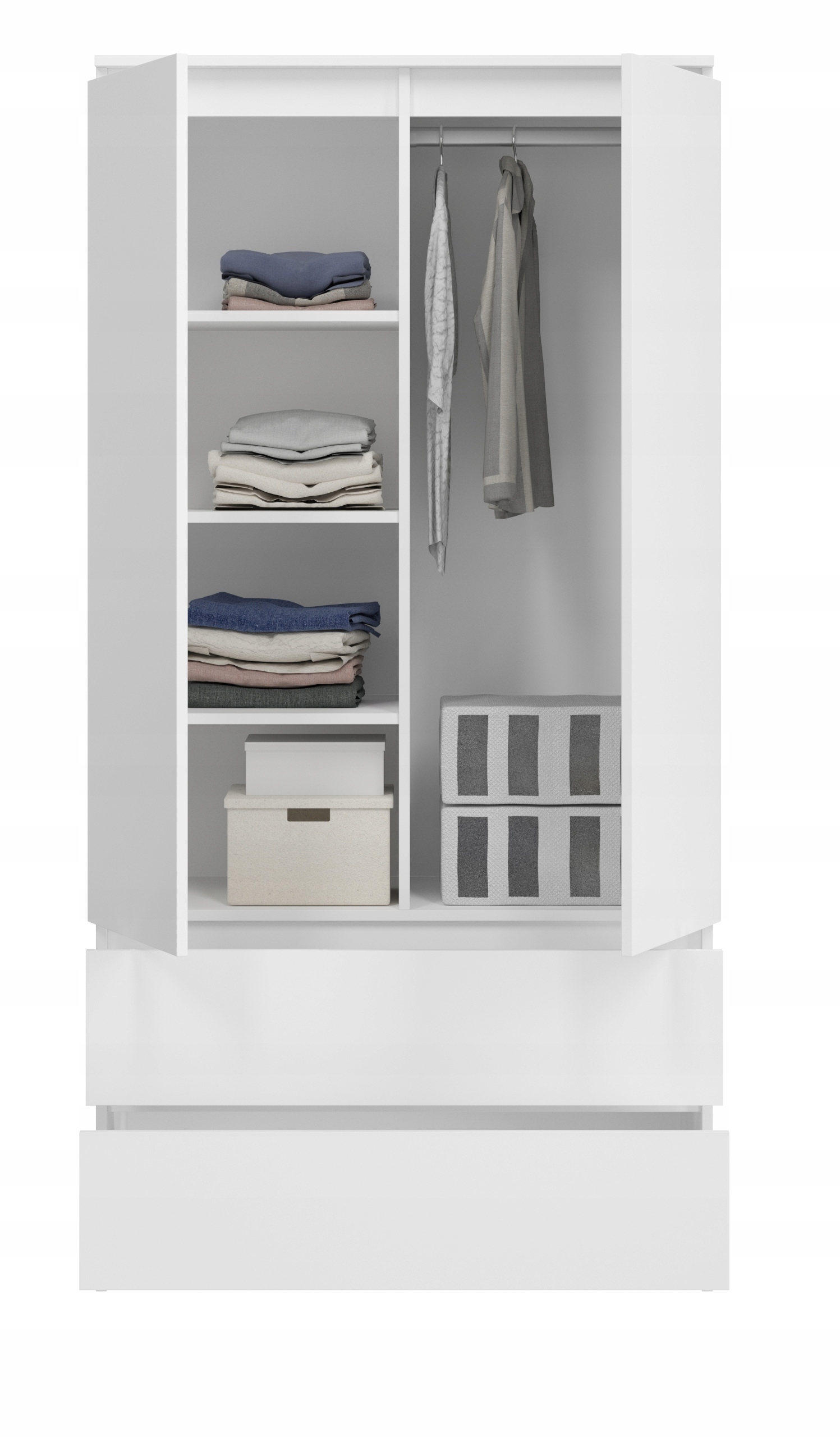 SZAFA BIAŁA 90CM GARDEROBA DO SYPIALI MONIA 2 DRZWI 2 SZUFLADY Kod producenta biały