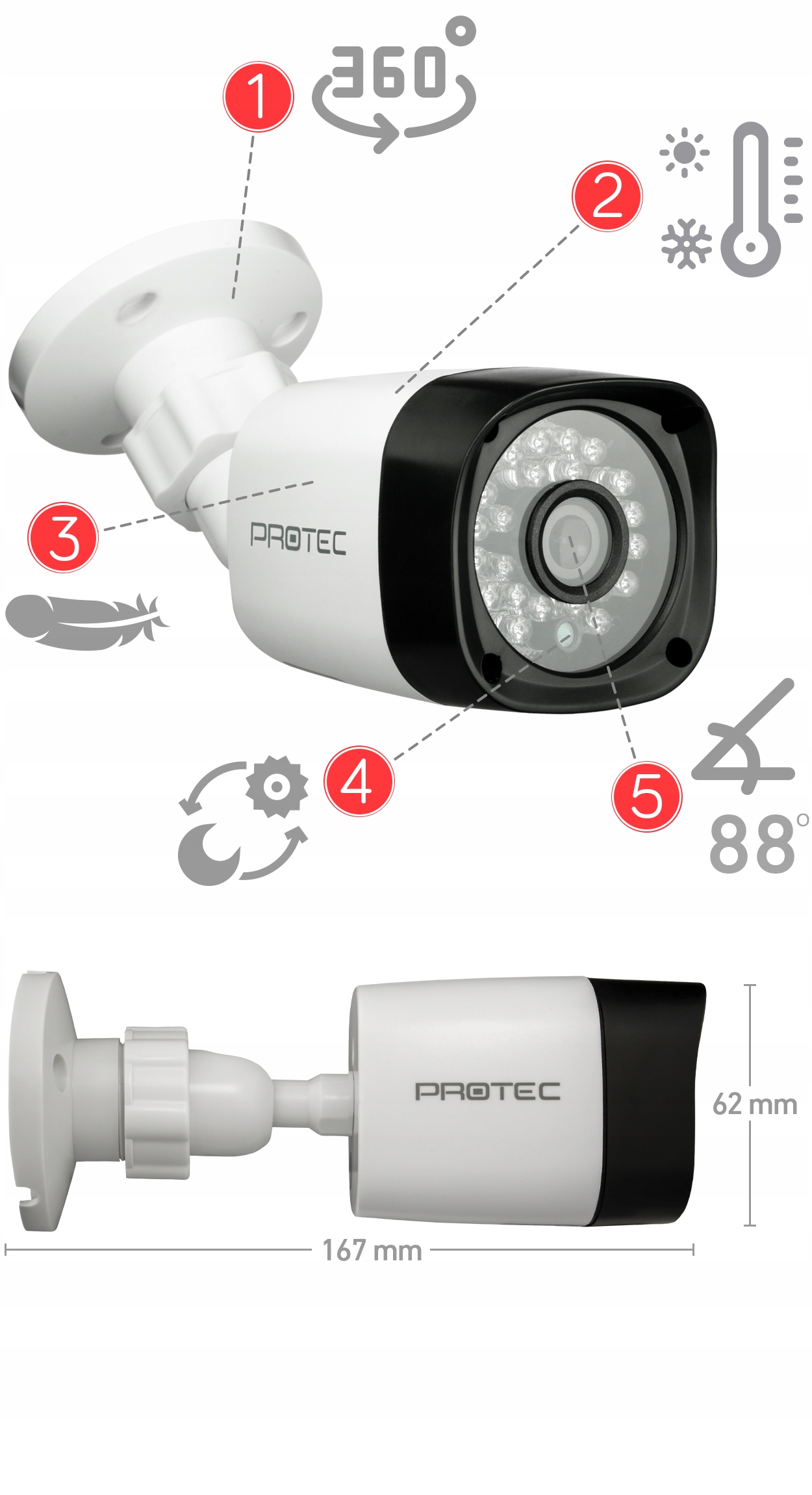 ZESTAW MONITORINGU 4 KAMERY FULLHD SZEROKI KĄT 2TB Zasięg podczerwieni 20 m