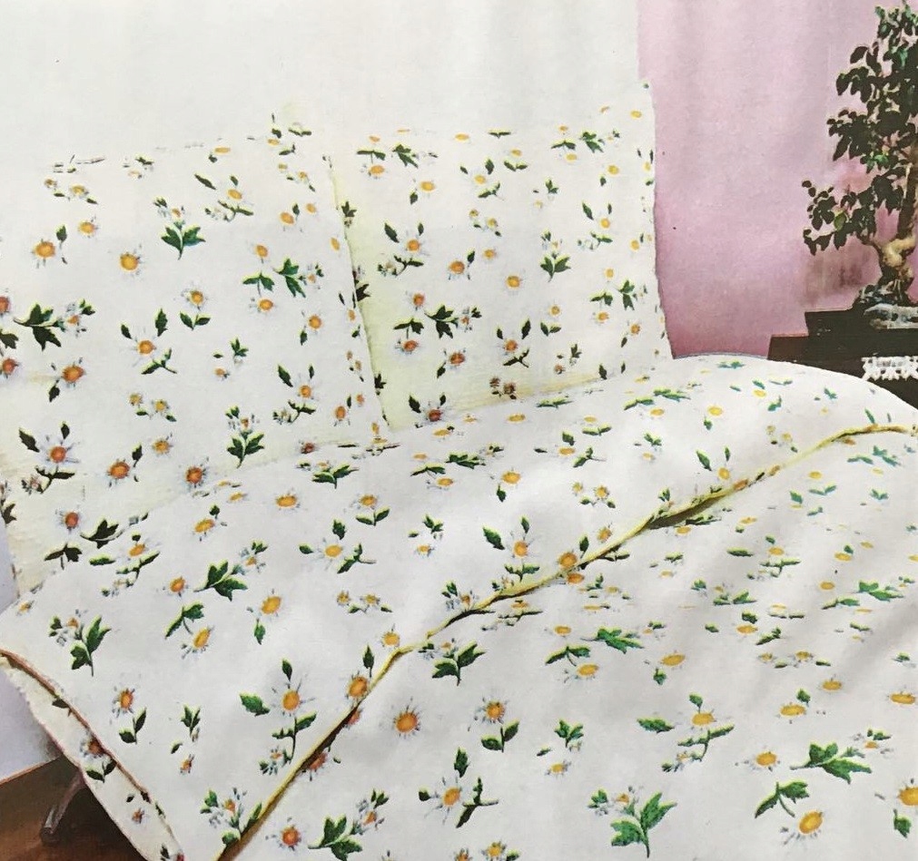 Komplet Pościeli Z Kory 100% Bawełna 160x200cm Stokrotki