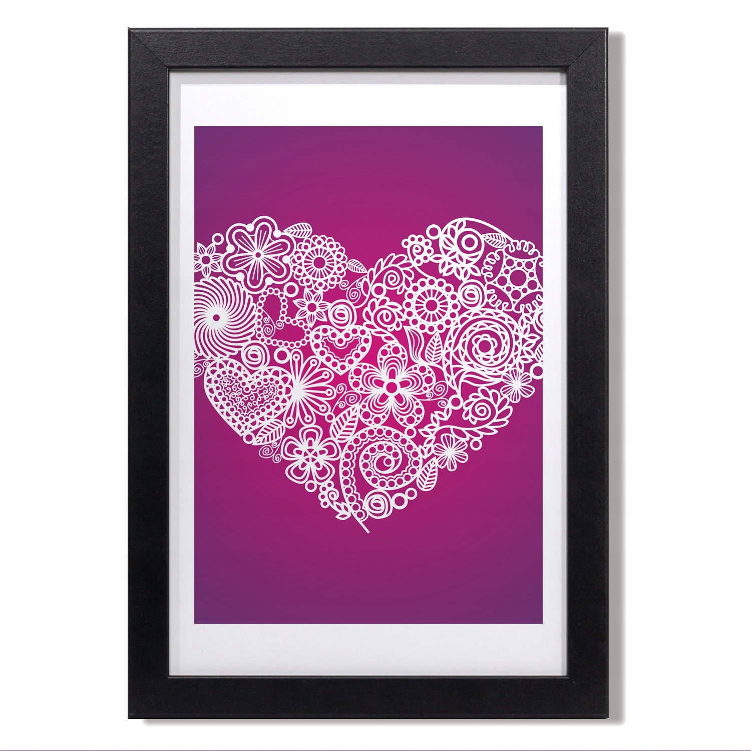 Grafika rám Mdf Srdce květiny krajka 20x30 cm