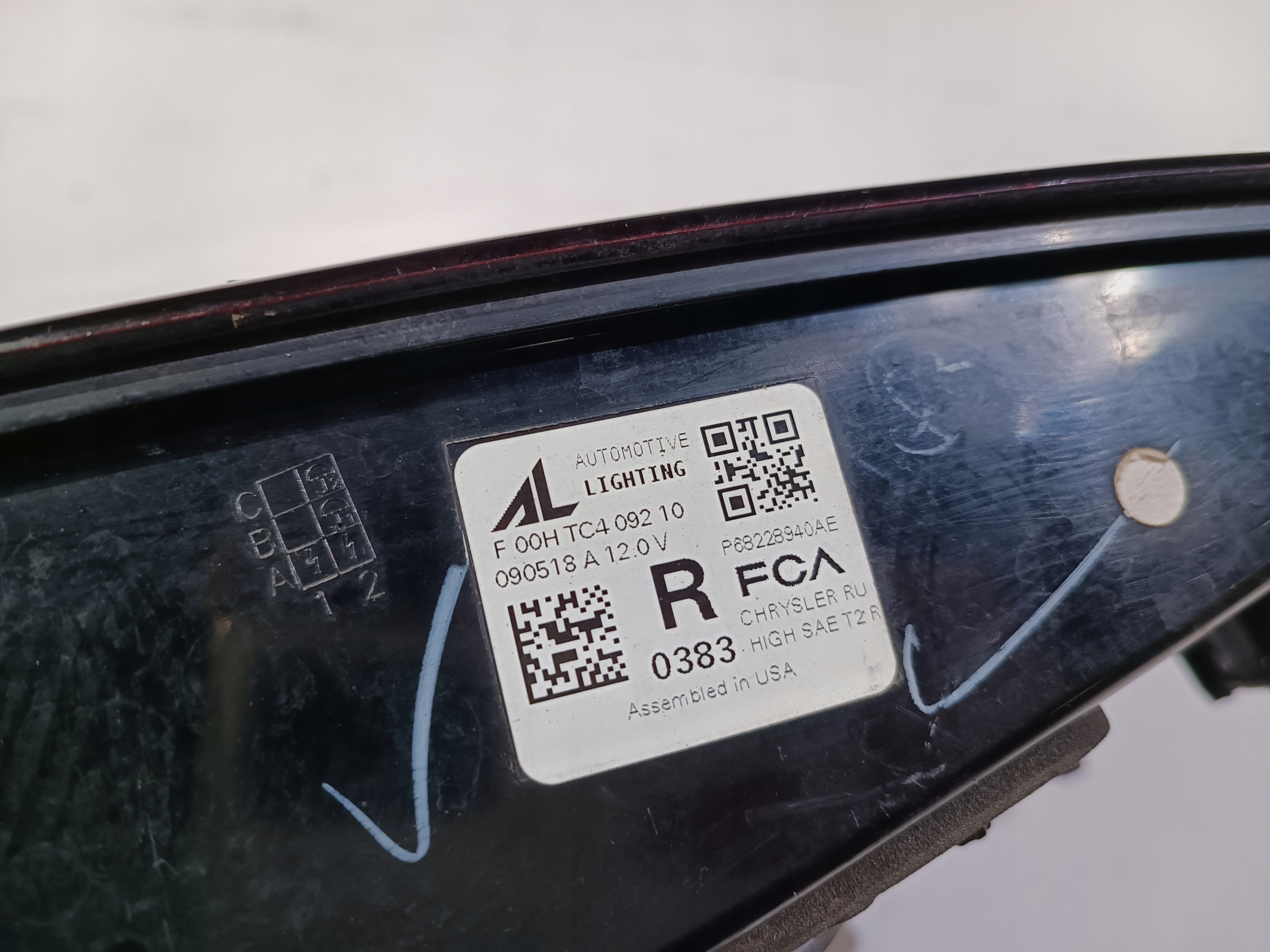 light rear part rear right to the bonnet LED ledowa Chrysler Pacifica 2017