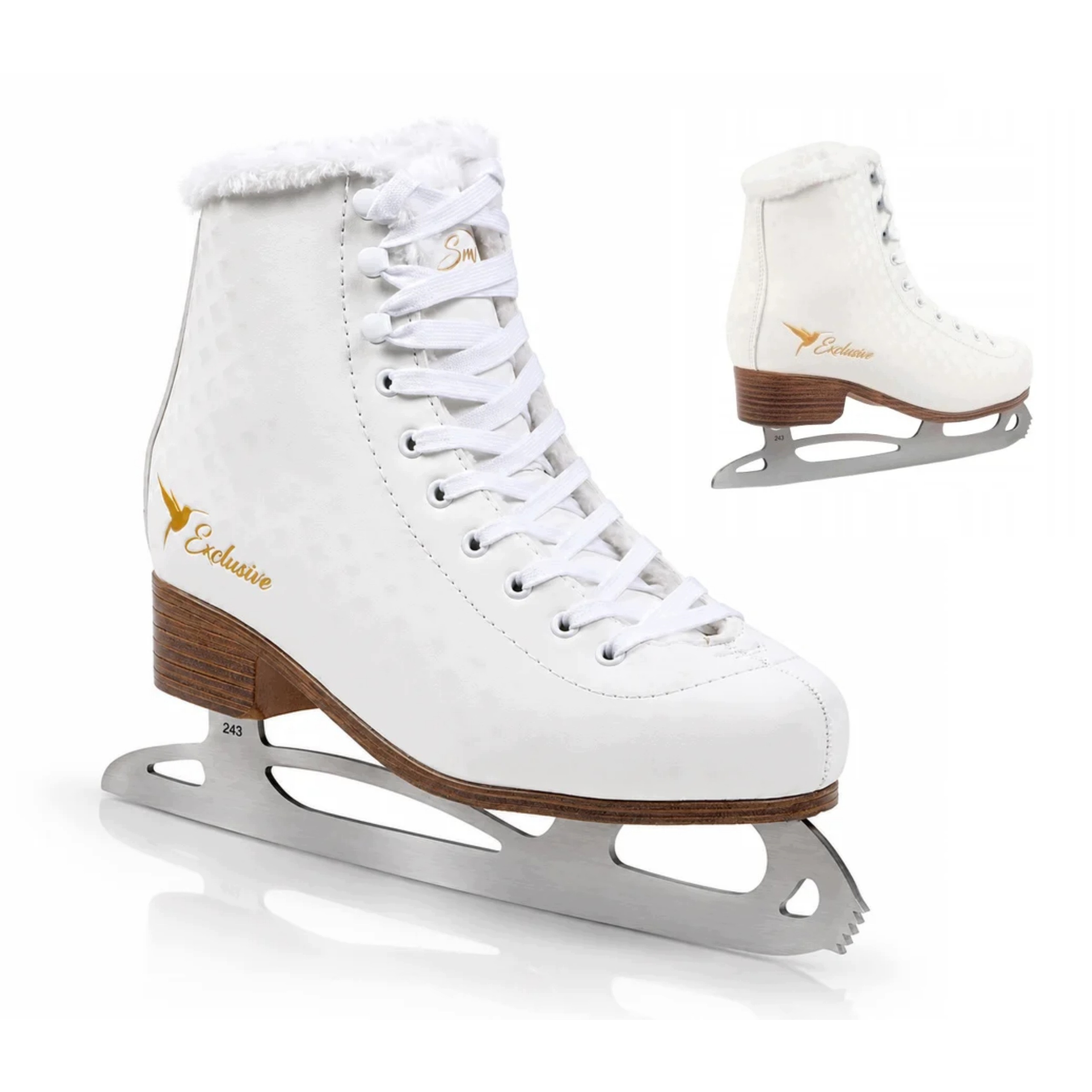 Buty figurowe łyżwy damskie ocieplane białe sznurówki 38 Smj Sport