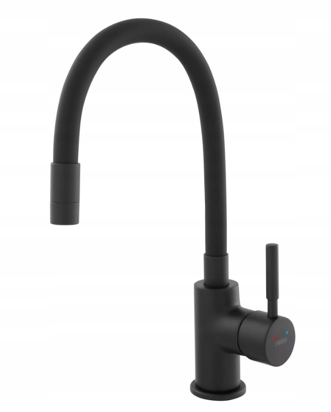 Ferro kuchynská batéria Zumba Nero, čierna, flexibilný výtok, stojaca.