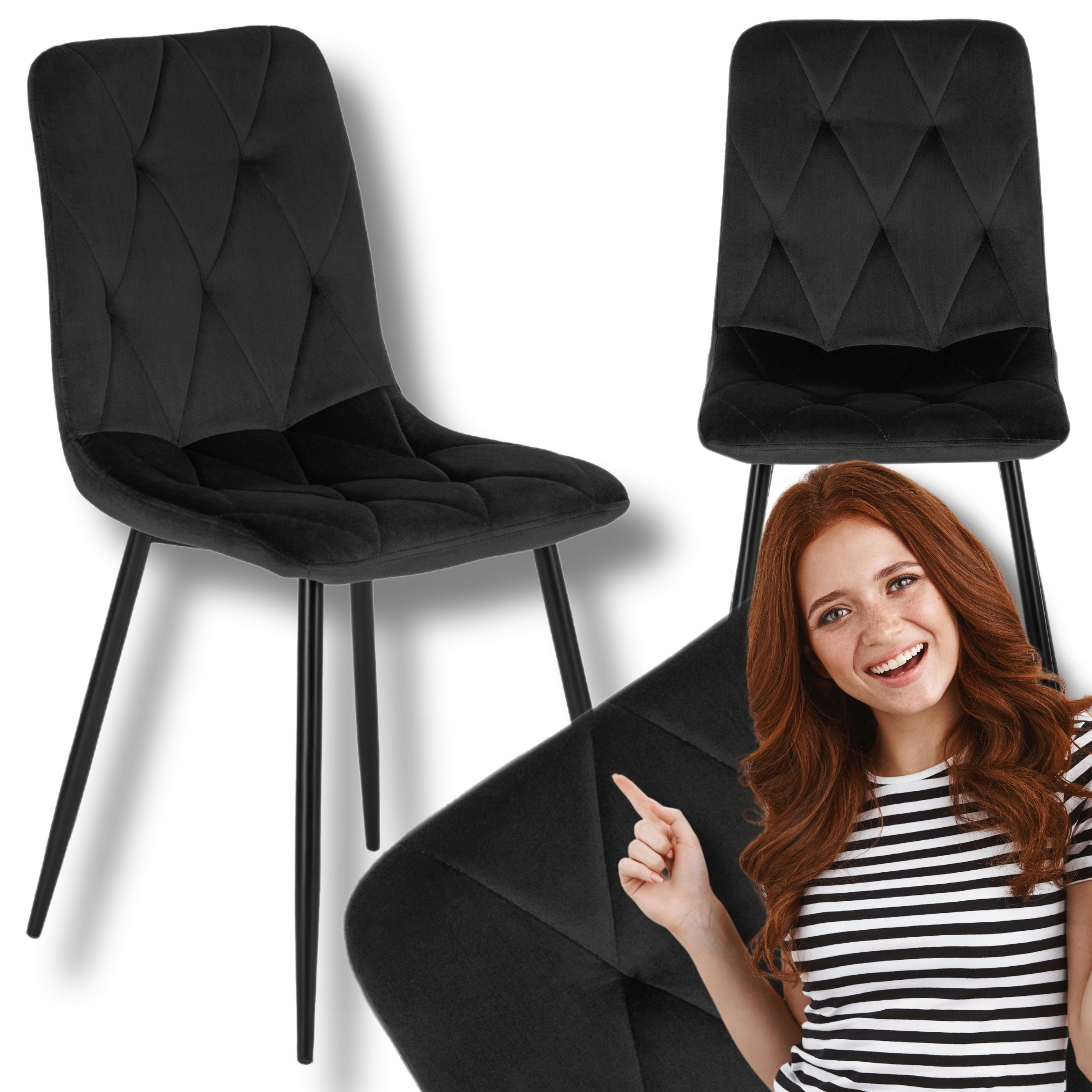 Jídelní židle Černá Velurová Loftová Čalouněná Kuchyňská Robin