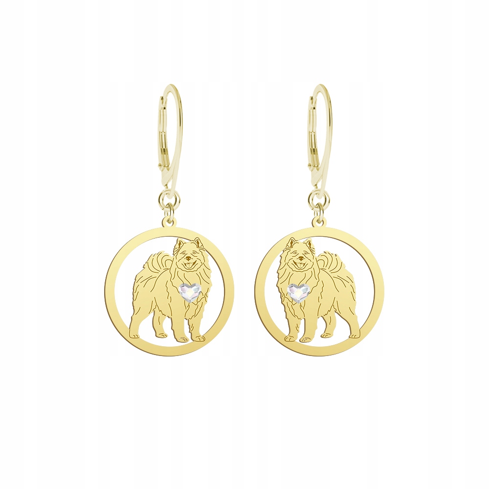 Náušnice Zlaté se psem Samoyed 925 Dárek Žena Šperky Gravírování Bonus