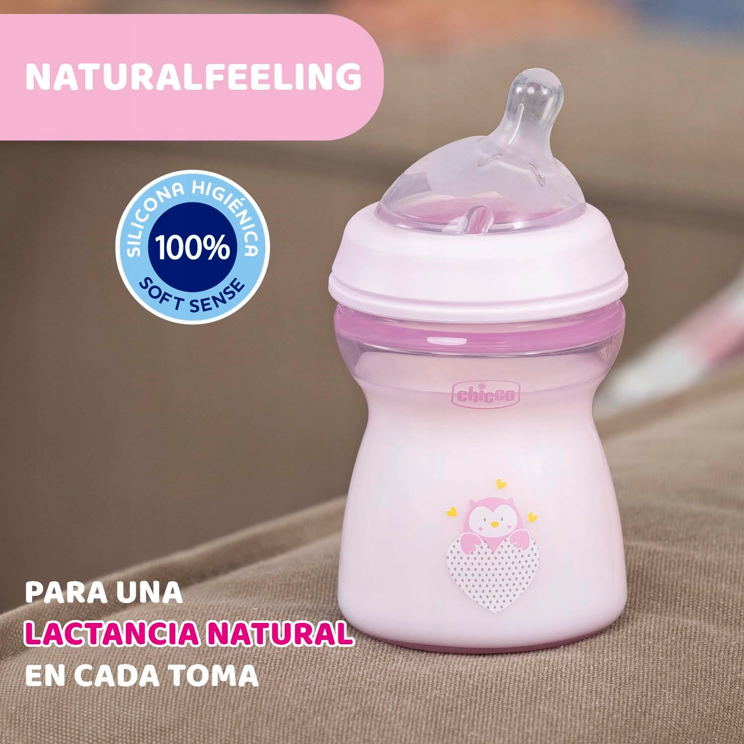 CHICCO Antykolkowa Butelka 250ml 2+ Mies. Silikonowy Smoczek — miniatura 2