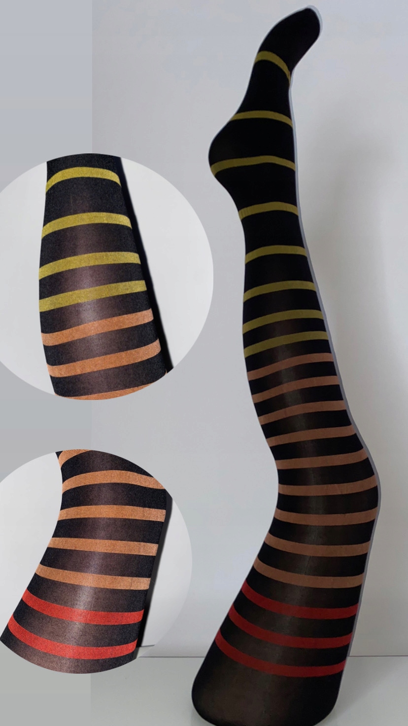 

Rajstopy w tęczowe paski, microfibra 60 den, r.2