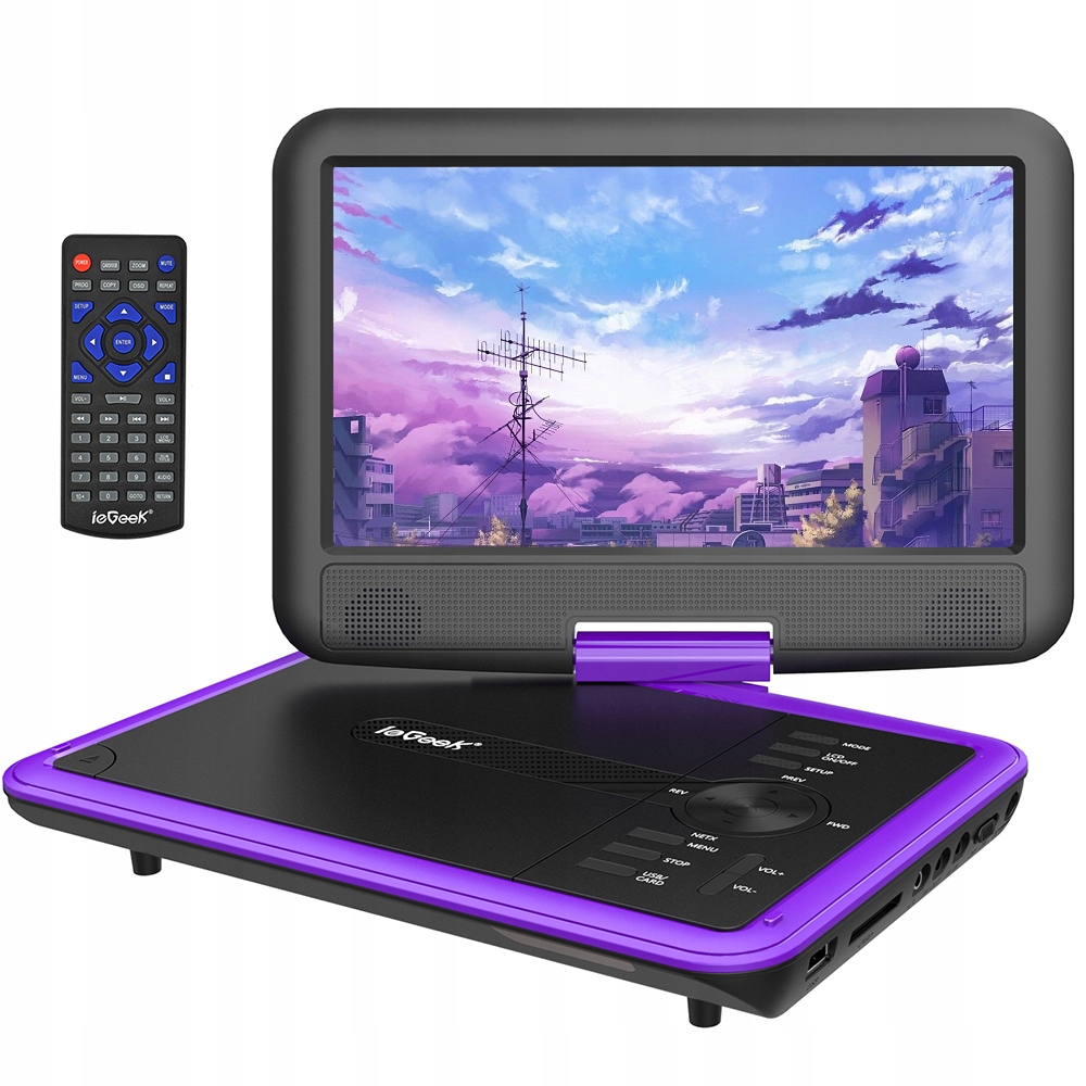 9" Přenosný DVD Přehrávač Herní Konzole Video 270° Otáčení USB/SD/Sync Tv