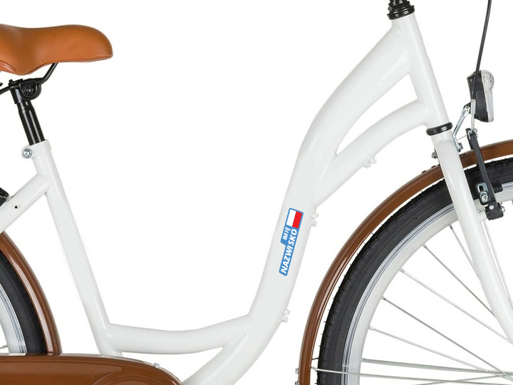 Naklejka na ROWER kask FLAGA Imię Nazwisko zestaw Długość 220 mm