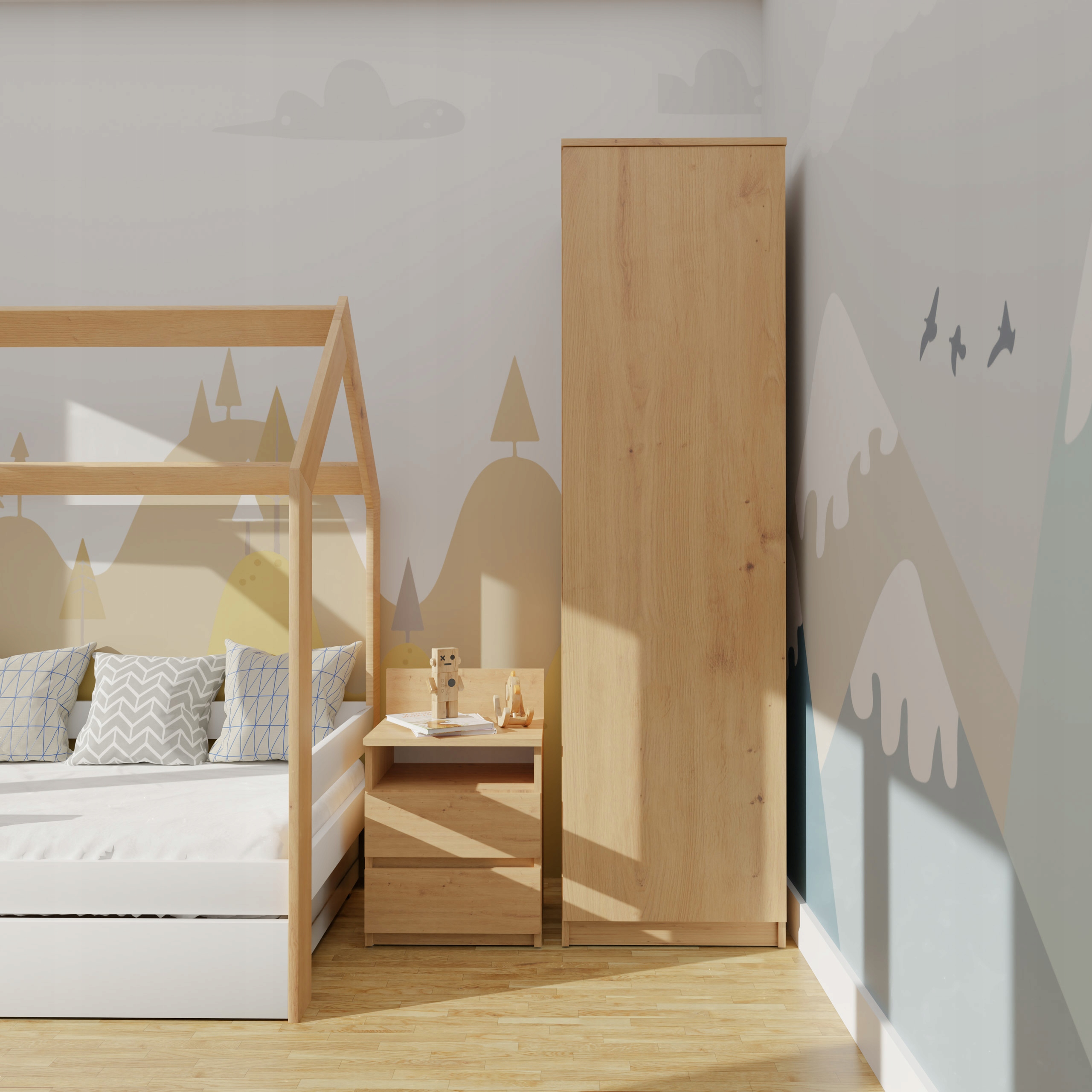 SZAFA GARDEROBA DRZWI PÓŁKI SD-50 DĄB ARTISAN Głębokość mebla 50 cm