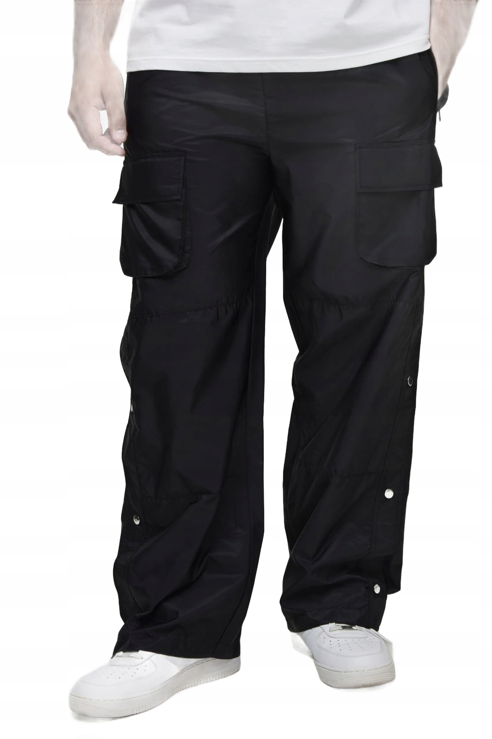 Boohooman Černé Pánské Kapsáče Kalhoty Se Zipy A Kapsami XXL Z3A