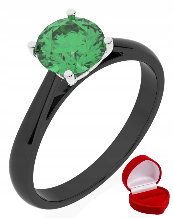 Prstýnek, černé zlato, smaragd 1,00 ct R20