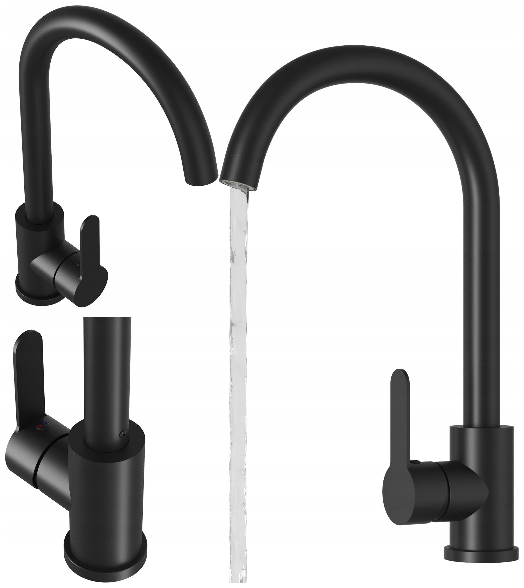 Bateria Do Zlewu Kran Kuchenny Zlewozmywak Czarny Obrotowa Wylewka Prestige