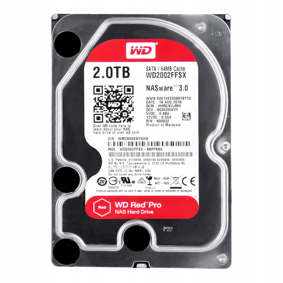Wd Red Pro 2TB 7.2K 64MB Sata III 3.5'' WD2002FFSX NASware 3.0