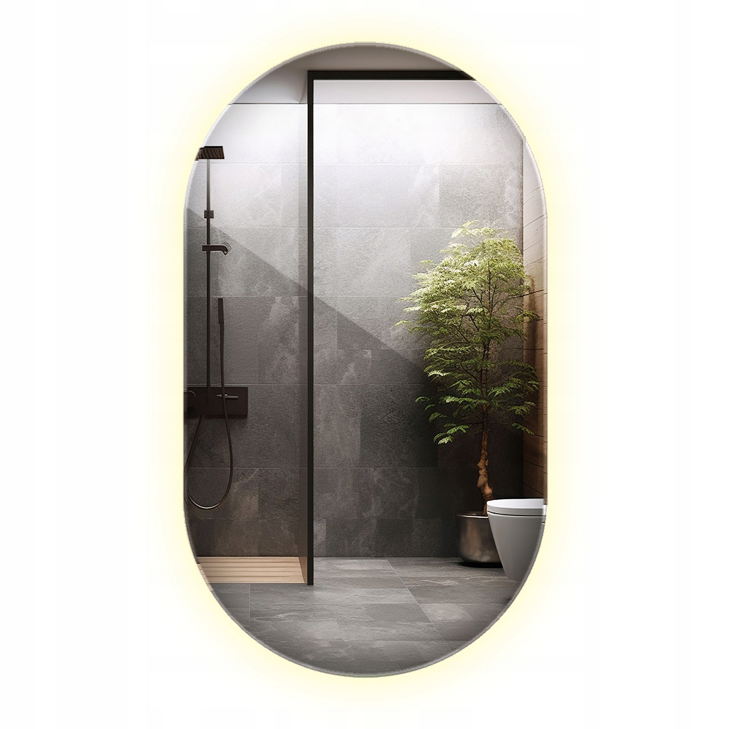 Krásne oválne Led zrkadlo na toaletu, šatník, vizáž, mejkap Glamour Loft