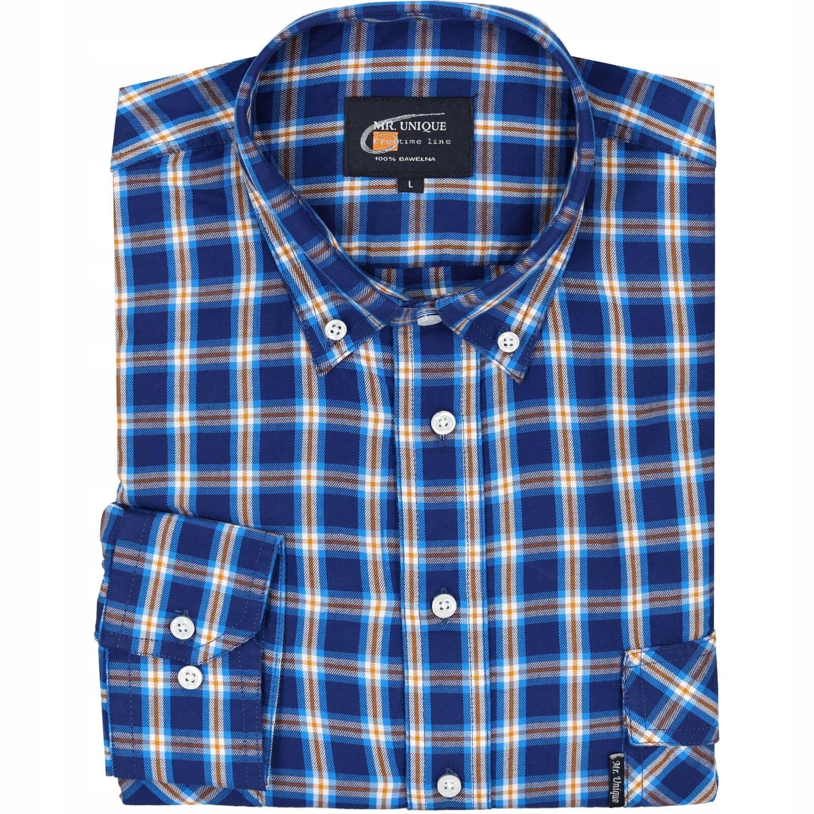 Szeroka Duża (Twill) Koszula Męska w Kratkę Mr.Unique XL_klatka_128