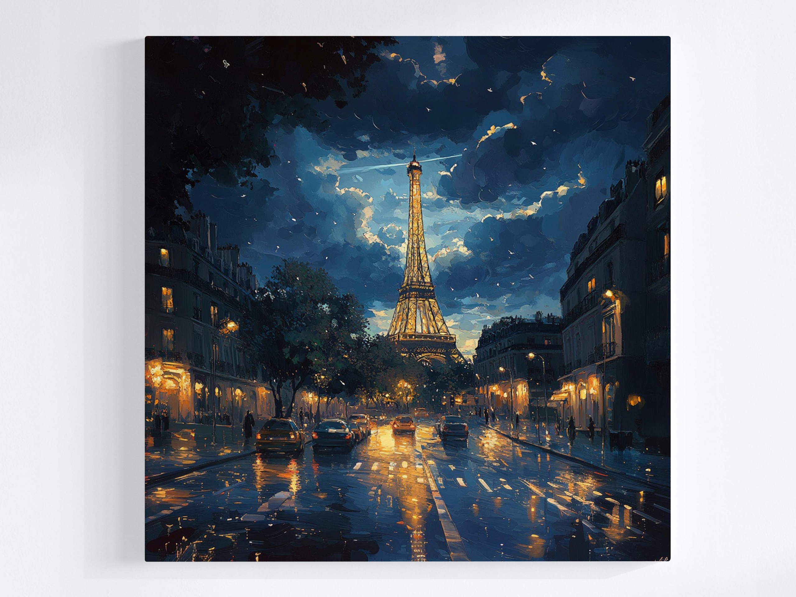 Obraz Na Plátně Canvas Město Paříž Eiffelova Věž Ulice Večer Noc 80x80