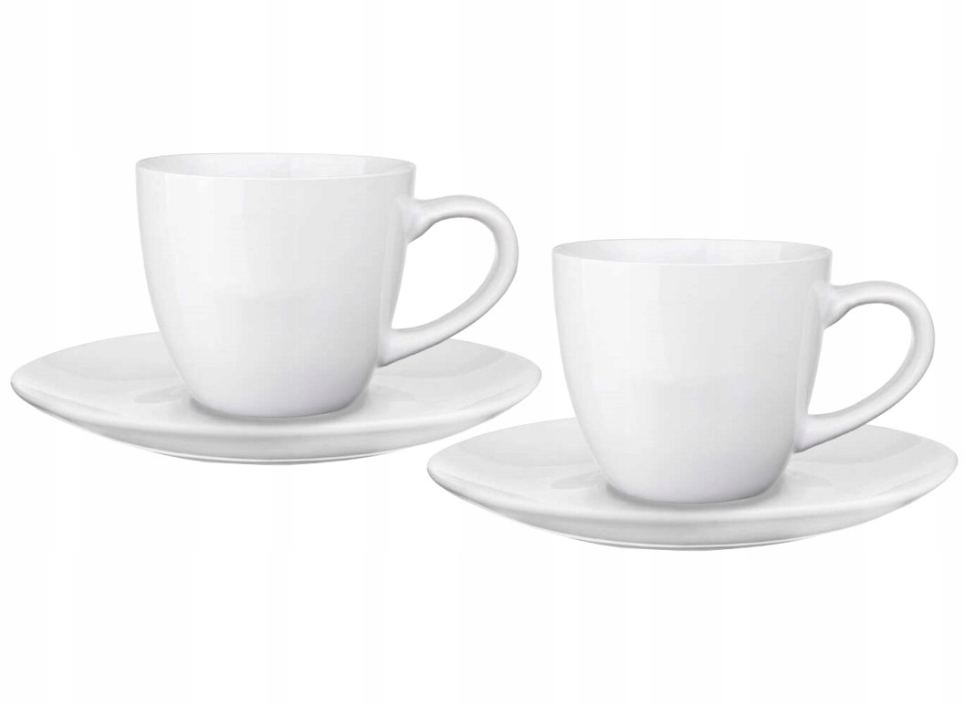 2 x FILIŻANKA ZE SPODKIEM BRUNO BIAŁA 230 ML GLASMARK KLASYCZNA DO KAWY