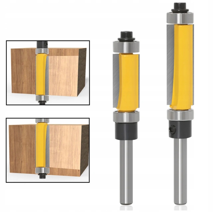 Zestaw 2SZT Frezy Proste Kopiujące 2 Łożyska Do Drewna Mdf Trzpień 6MM