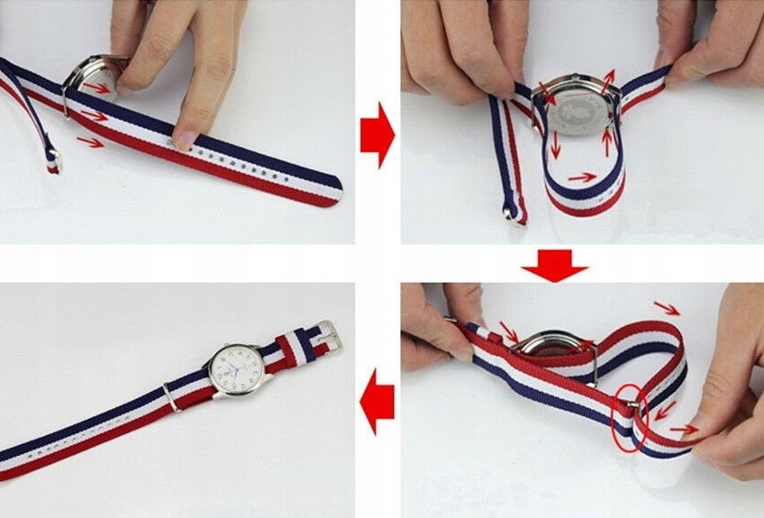 PASEK DO ZEGARKA typu NATO 22 mm wodoodporny, VEGE nylonowy jednoczęściowy Materiał nylon