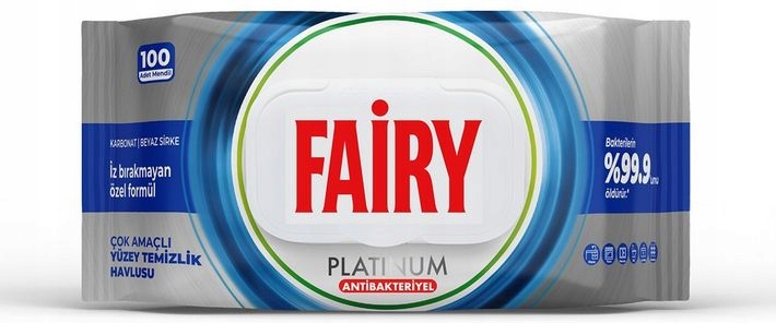 Levně 3x Fairy Platinium Vlhčené čisticí ubrousky Antibakteriální 100 Ks